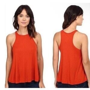 Free People intimately long beach ribbed tank top orange raw edge size medium